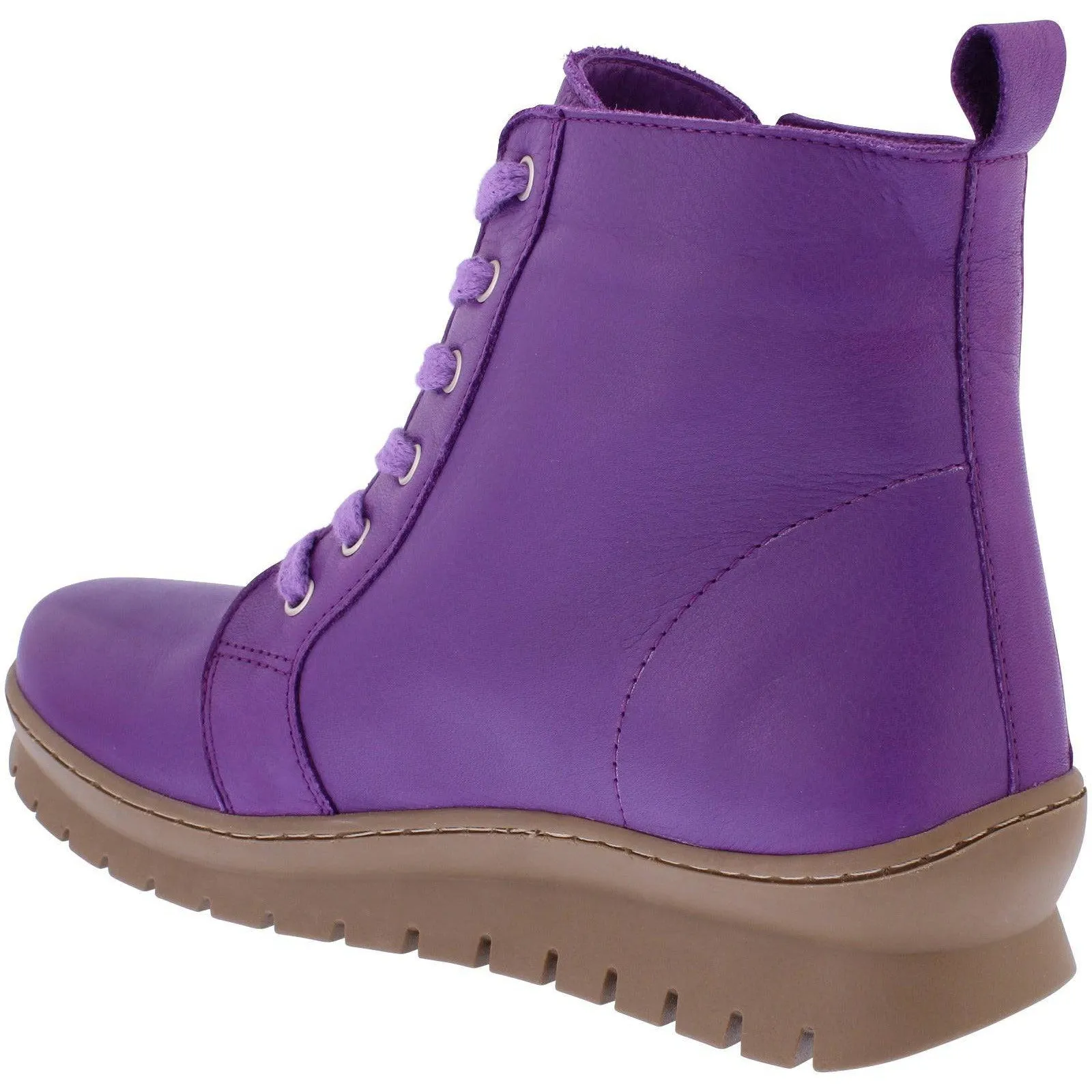 Adesso A7536 Kirsty Ladies Ultra Violet Leather Zip & Lace Ankle Boots