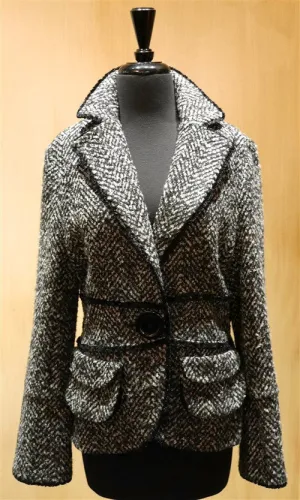 An Ren Grey & Black Boucle Jacket