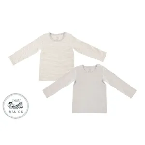 Basics Organic Cotton Ribbed Long Sleeve T-Shirt - 2 Pack