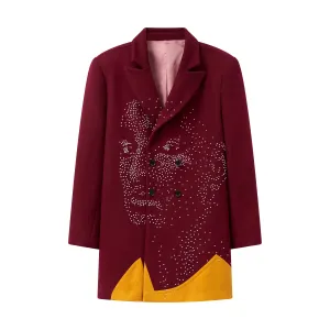 Beaded Portrait Peacoat [Burgundy]