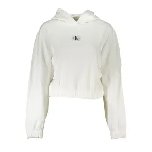 Calvin Klein Chic White Hooded Sweater with Logo Detail