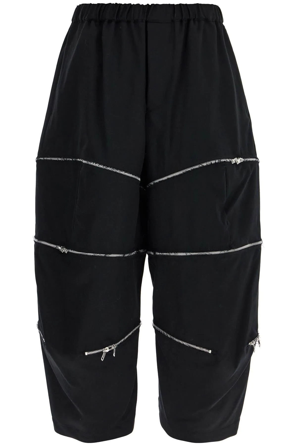 Comme Des Garcons Black Cropped Pants With Zip Openings.