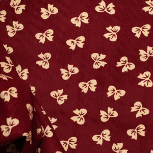 Cotton Corduroy Prints Design 26 Cream Bow Ties on Maroon