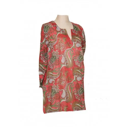 Cotton Tunic Top Dolma Coral Paisley