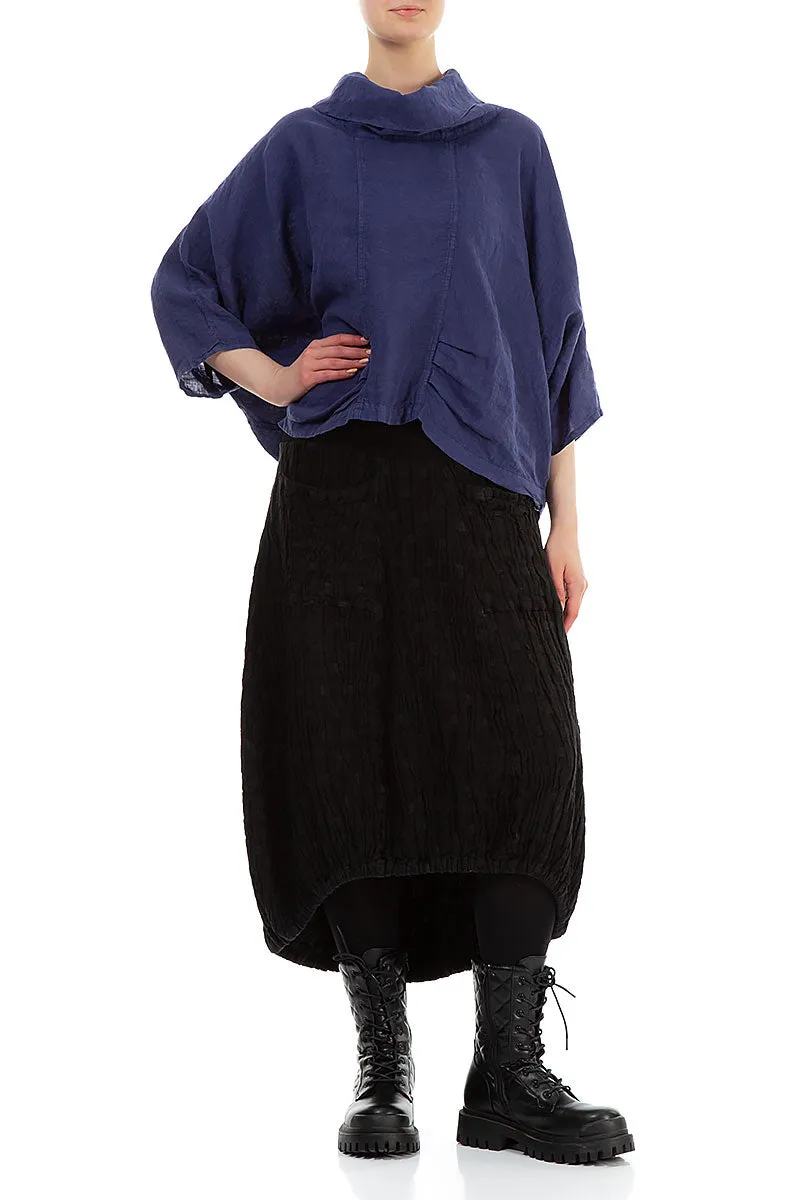 Cowl Neck Blue Violet Linen Blouse