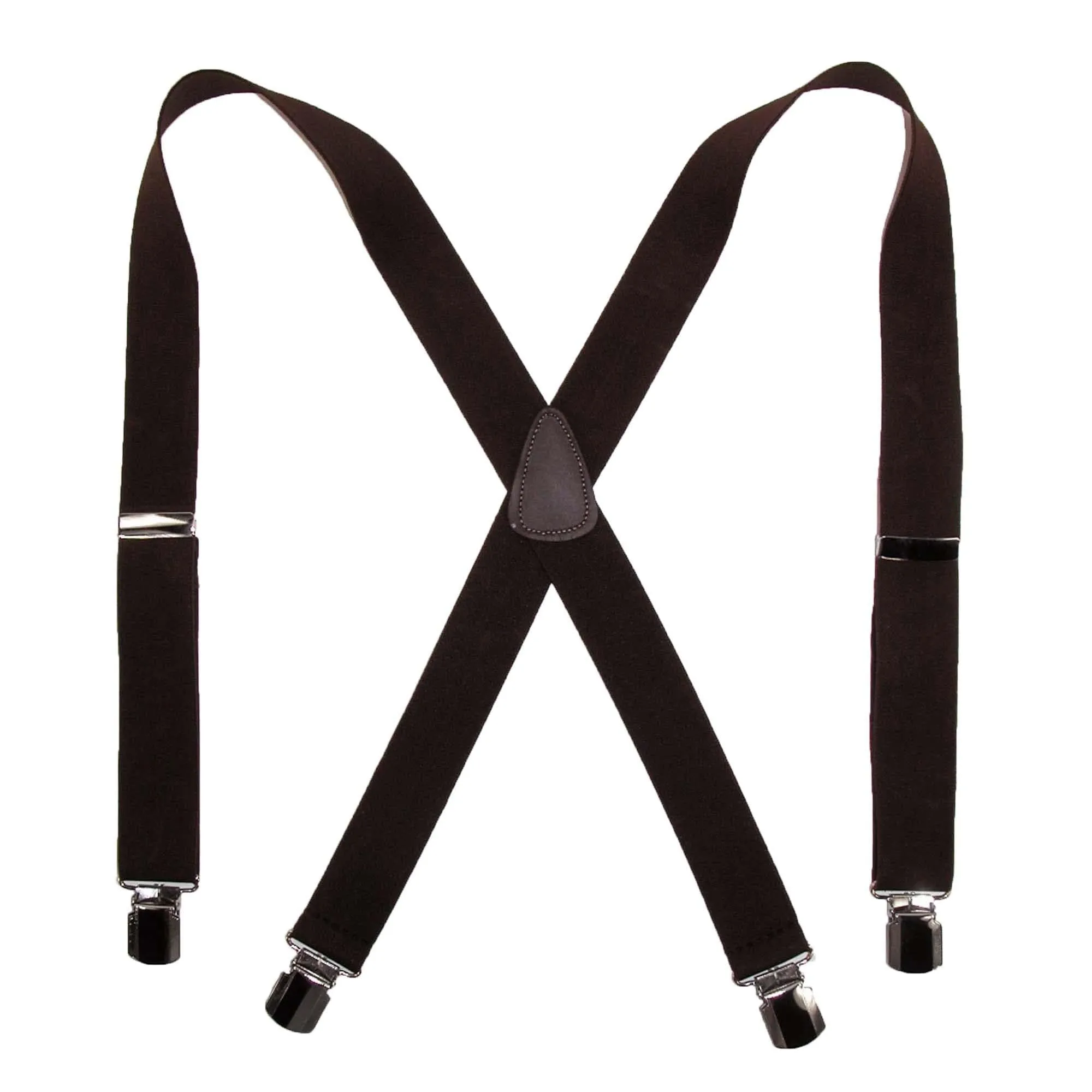 CTM® Men's Elastic with Anti Slip Pin Clip 1 1/2 Inch Solid Suspenders