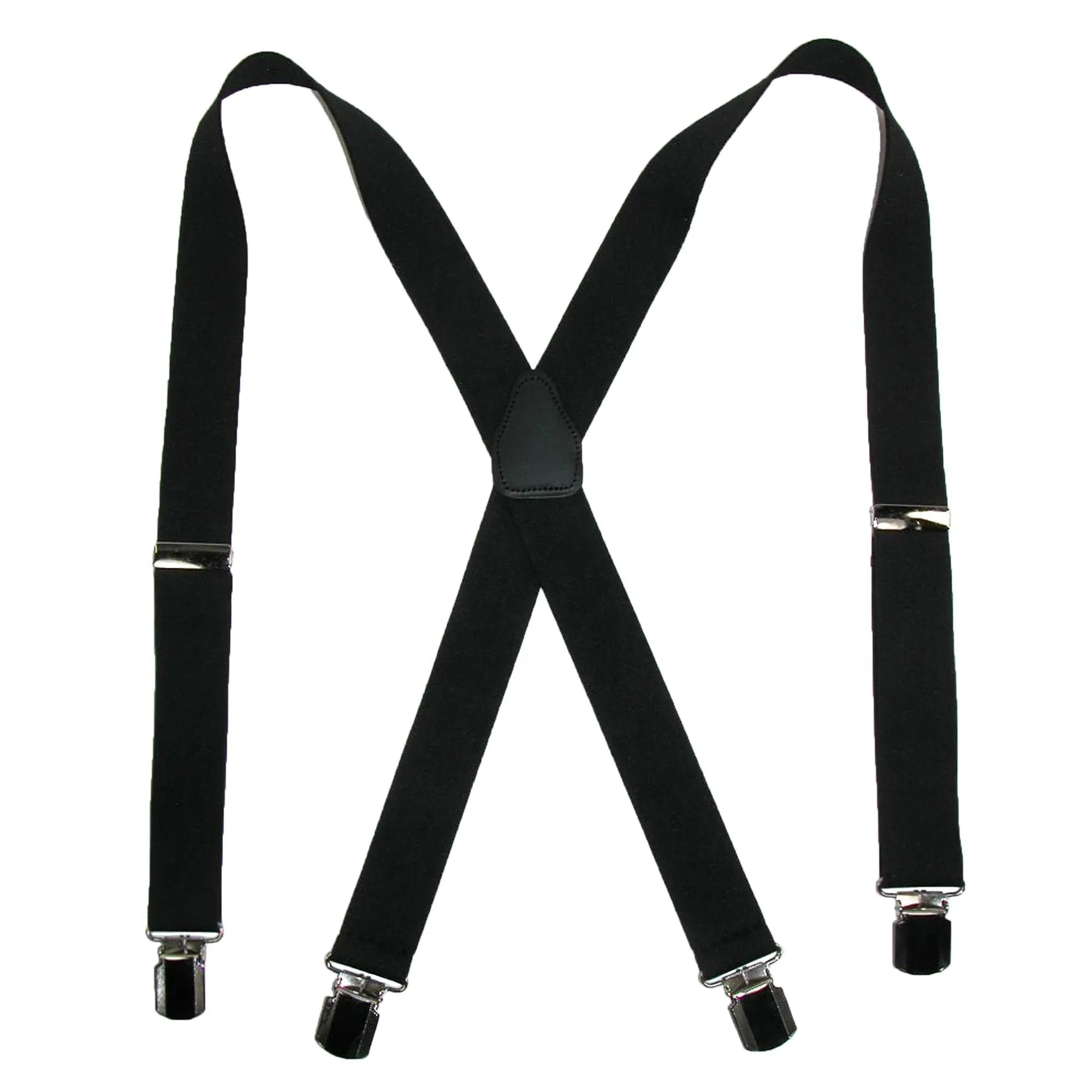 CTM® Men's Elastic with Anti Slip Pin Clip 1 1/2 Inch Solid Suspenders