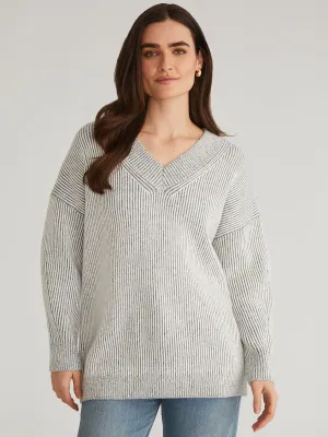 Diana: V-Neck Contrast Rib Sweater