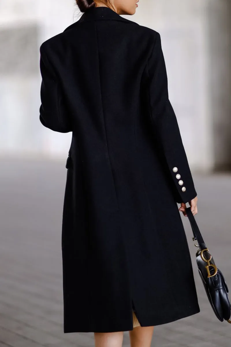 Elegant Solid Buckle Turn-back Collar Outerwear(5 Colors)