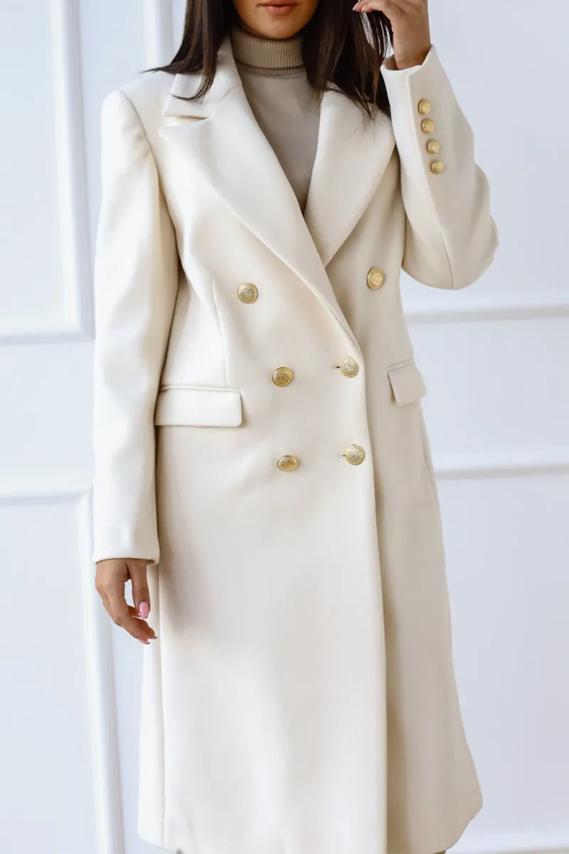 Elegant Solid Buckle Turn-back Collar Outerwear(5 Colors)