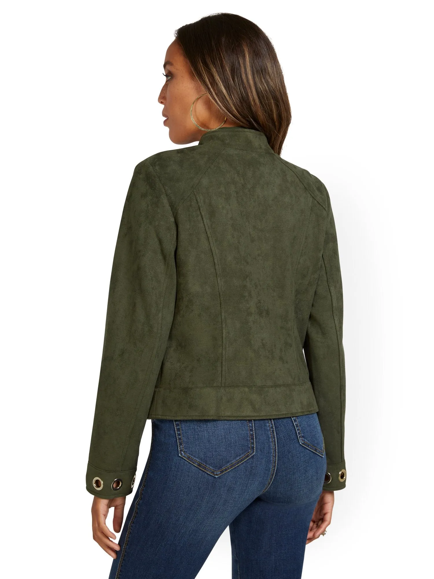 Faux-Suede Grommet Jacket