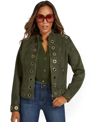 Faux-Suede Grommet Jacket