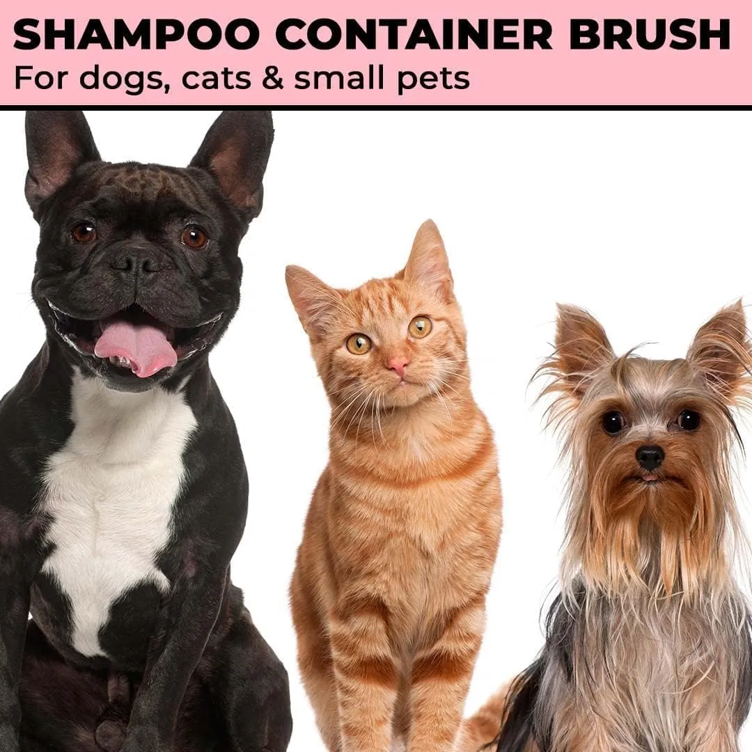 Homestic Pack of 6 Dog Brush With Shampoo Container|Cat & Dog Bath Brush For Bathing|Exfoliating|Scrubbing|Massaging & Relaxing|Soft Silicone|Suitable For All Pets|PT230R|Red