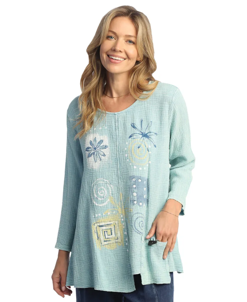 Jess & Jane "Patchwork" Mineral Washed Gauze Tunic - M108-1381 - 1X Only