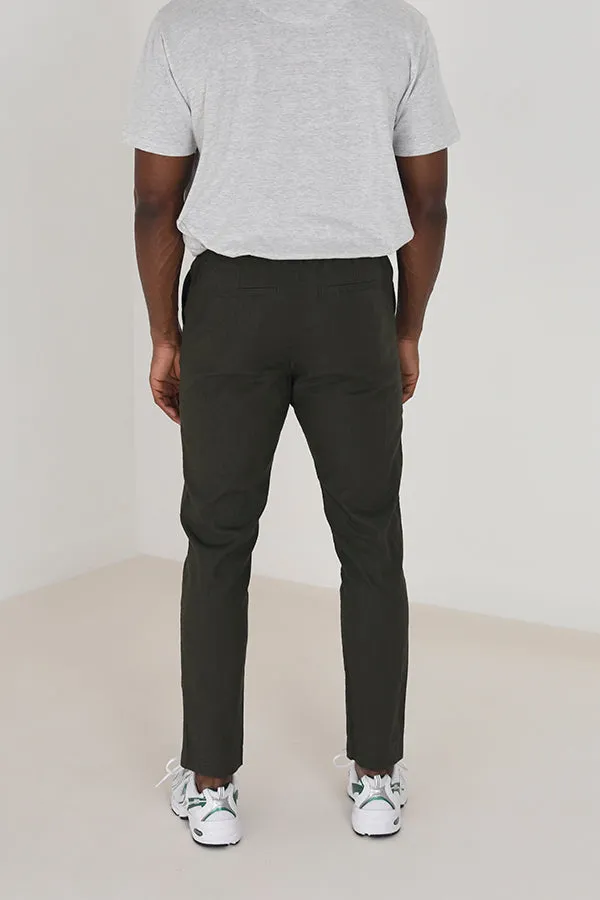 KHAKI RELAXED FIT DRAWCORD TIE WAIST TROUSERS