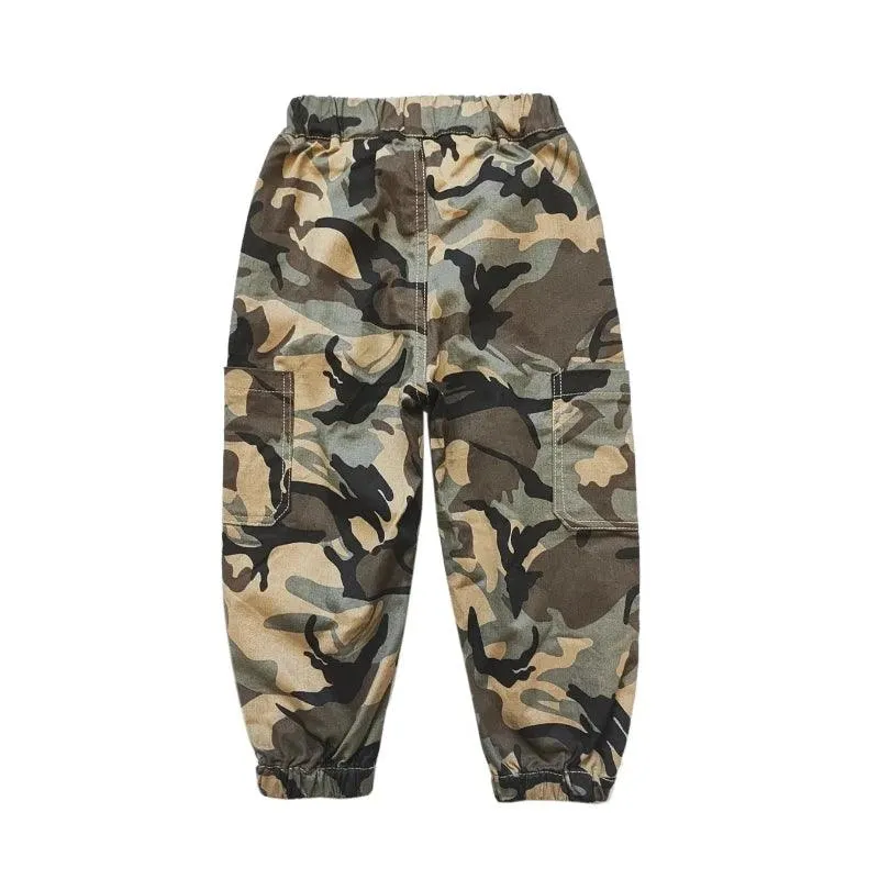 Kids Boys Casual Pockets Side Elastic Waist Camo Sports