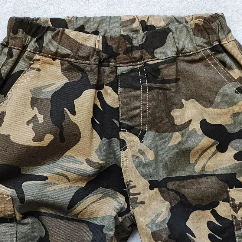 Kids Boys Casual Pockets Side Elastic Waist Camo Sports