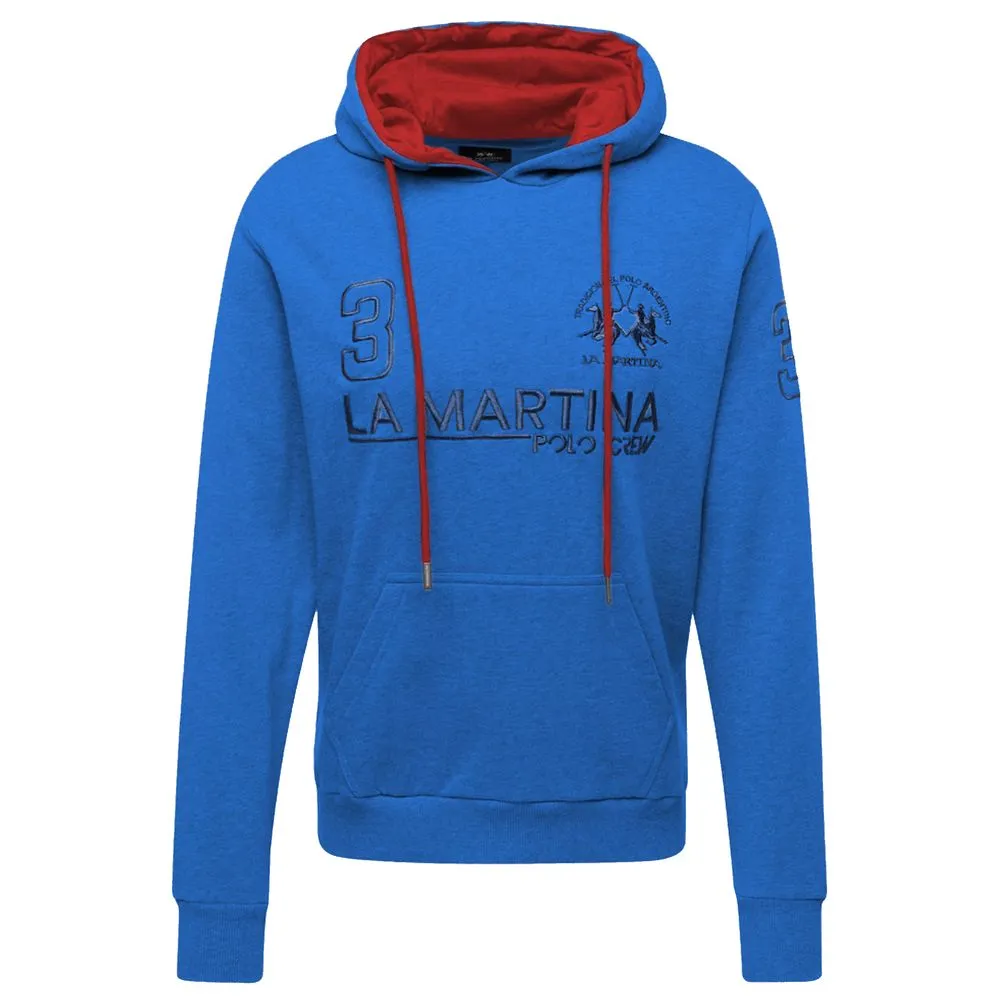 La Martina Chic Blue Cotton Hooded Sweatshirt