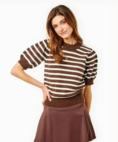 Locust Active Sweater in Chocolate/Off White by ADDISON BAY