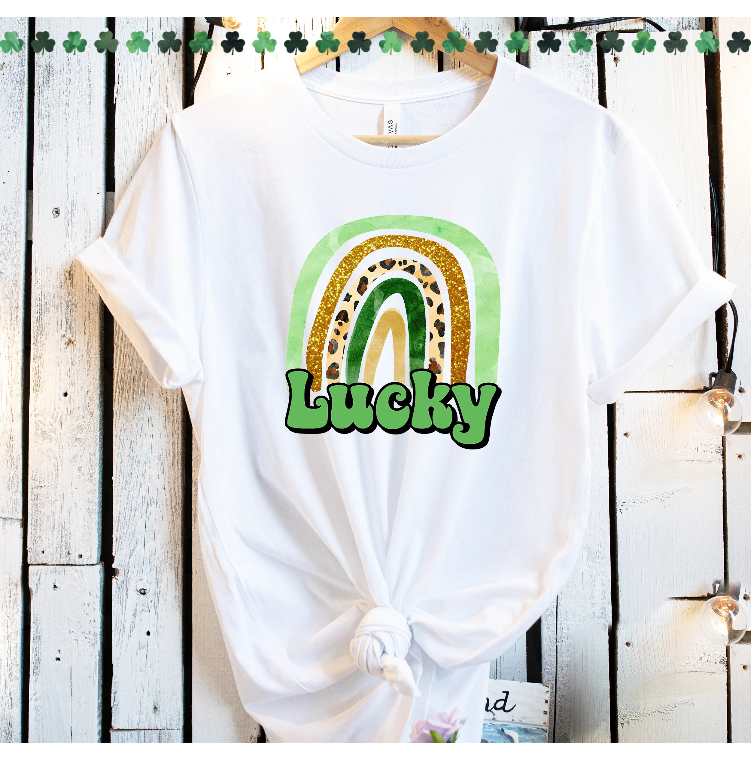 Lucky Rainbow St Patrick's Day Shirt (White)