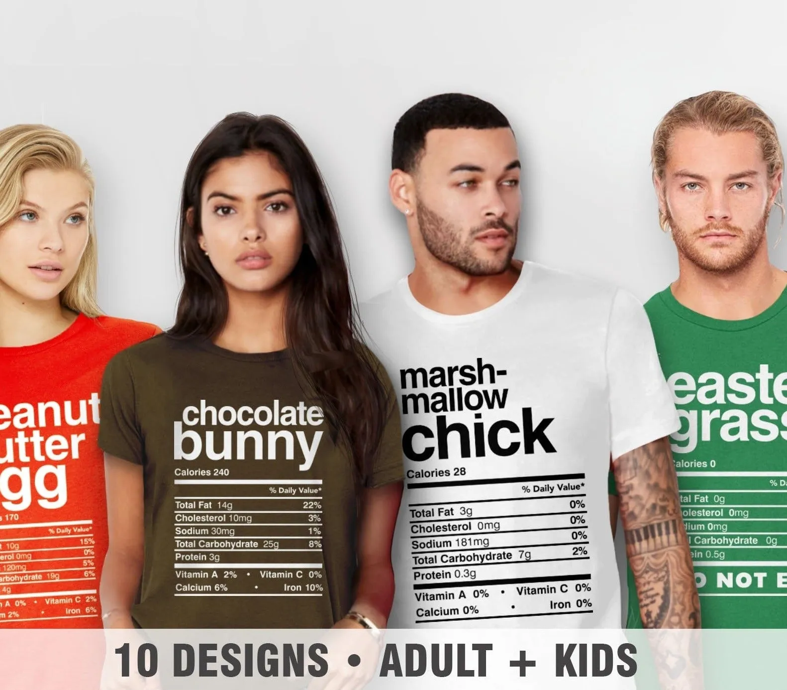 Matching Easter Food Shirts with Nutrition Facts