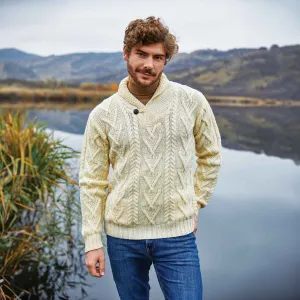 Men's Shawl Collar Single Button Sweater, Natural