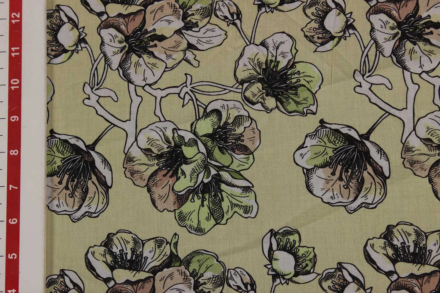 Multicolor Floral Cotton Polyester Blend Fabric