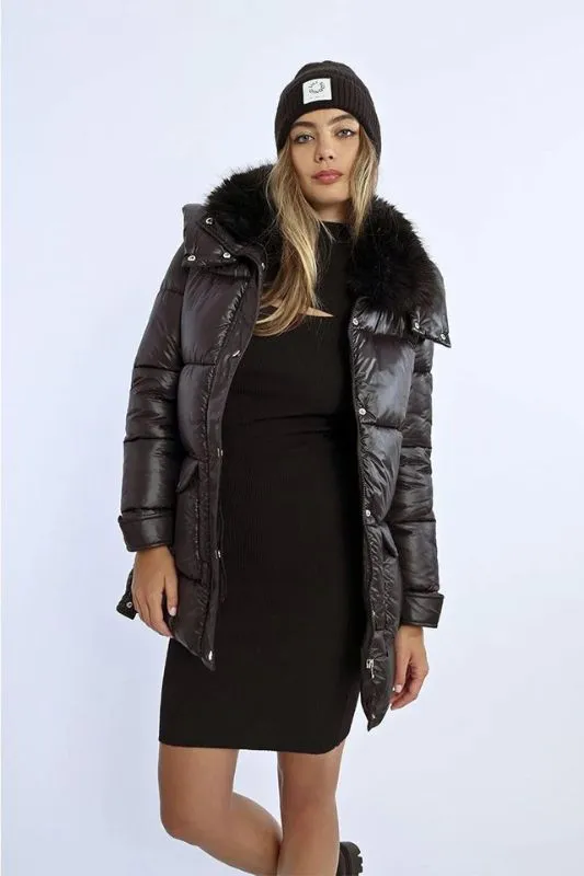 Padded Jacket with Faux Fur