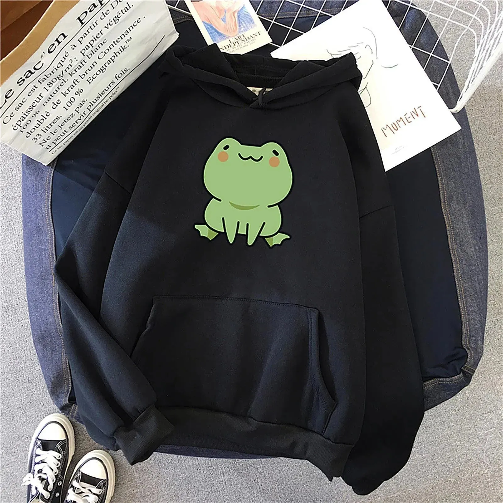 POLFO Frog Printed Pullover Hoodie - Women's