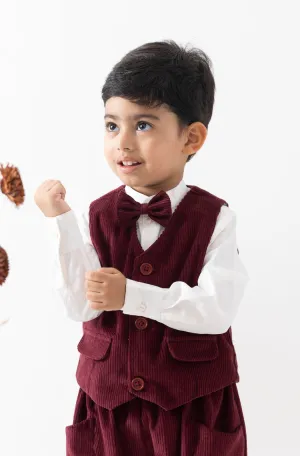 Pre-Order: Boy Little Gentleman Waistcoat - Maroon