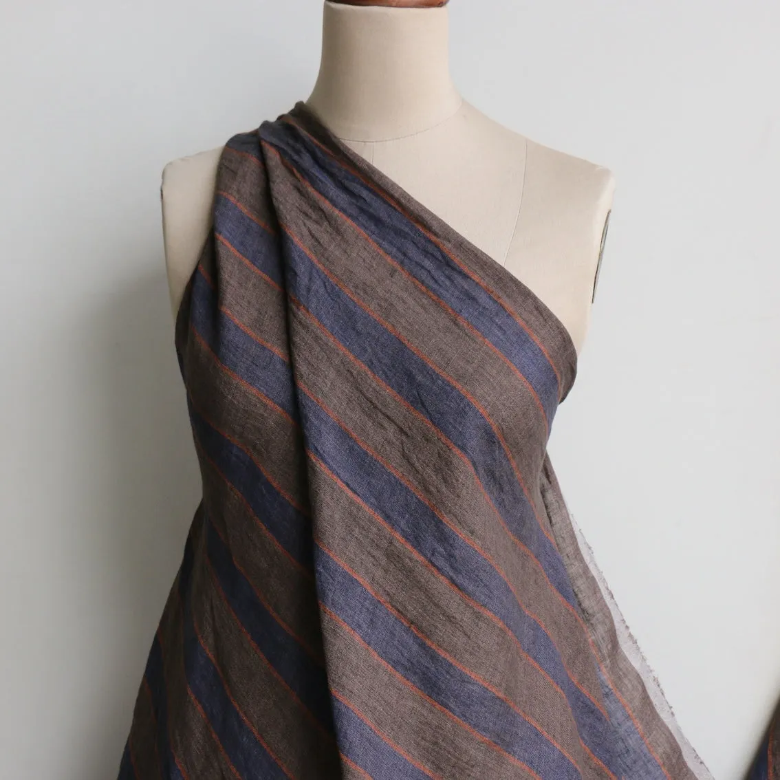 Selkie Stripe Slate/Steel Linen Gauze