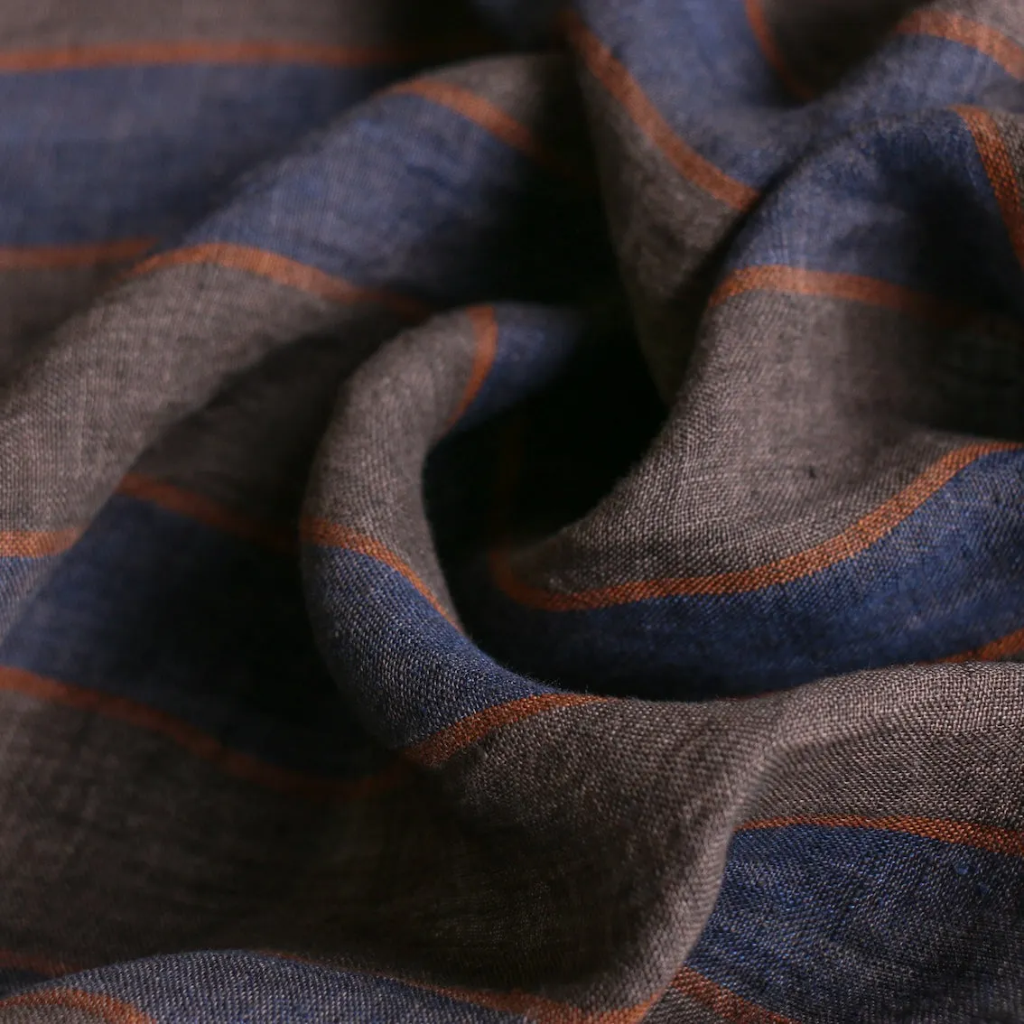 Selkie Stripe Slate/Steel Linen Gauze