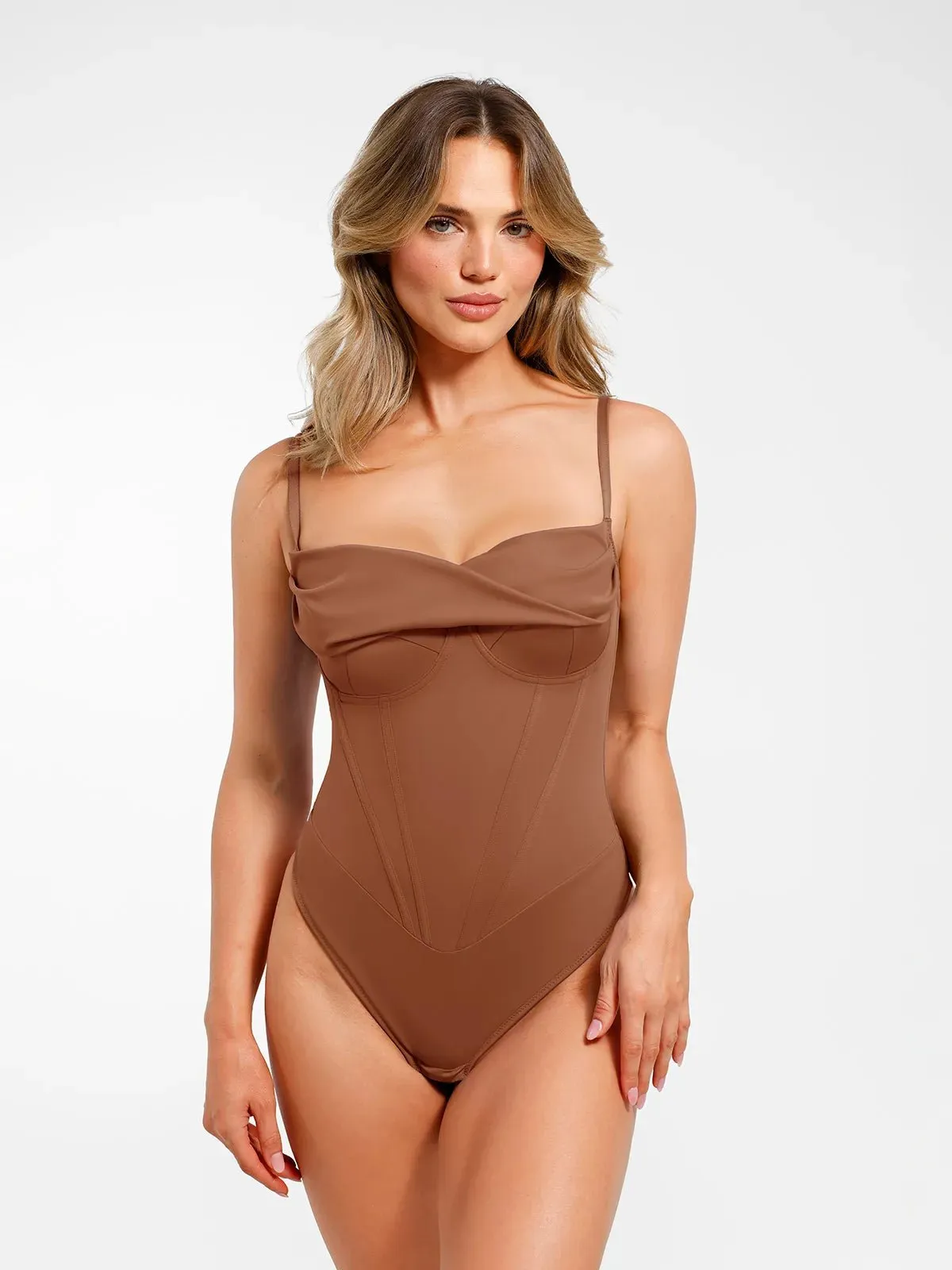 Shapewear Draped Bust Hourglass Corset Bodysuit