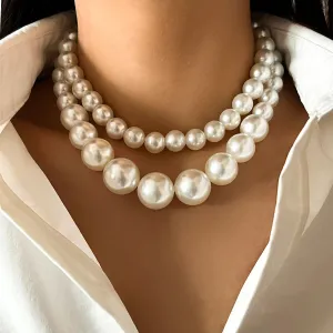 SHP Elegant 2pcs/set Imitation Pearl Beaded Necklace