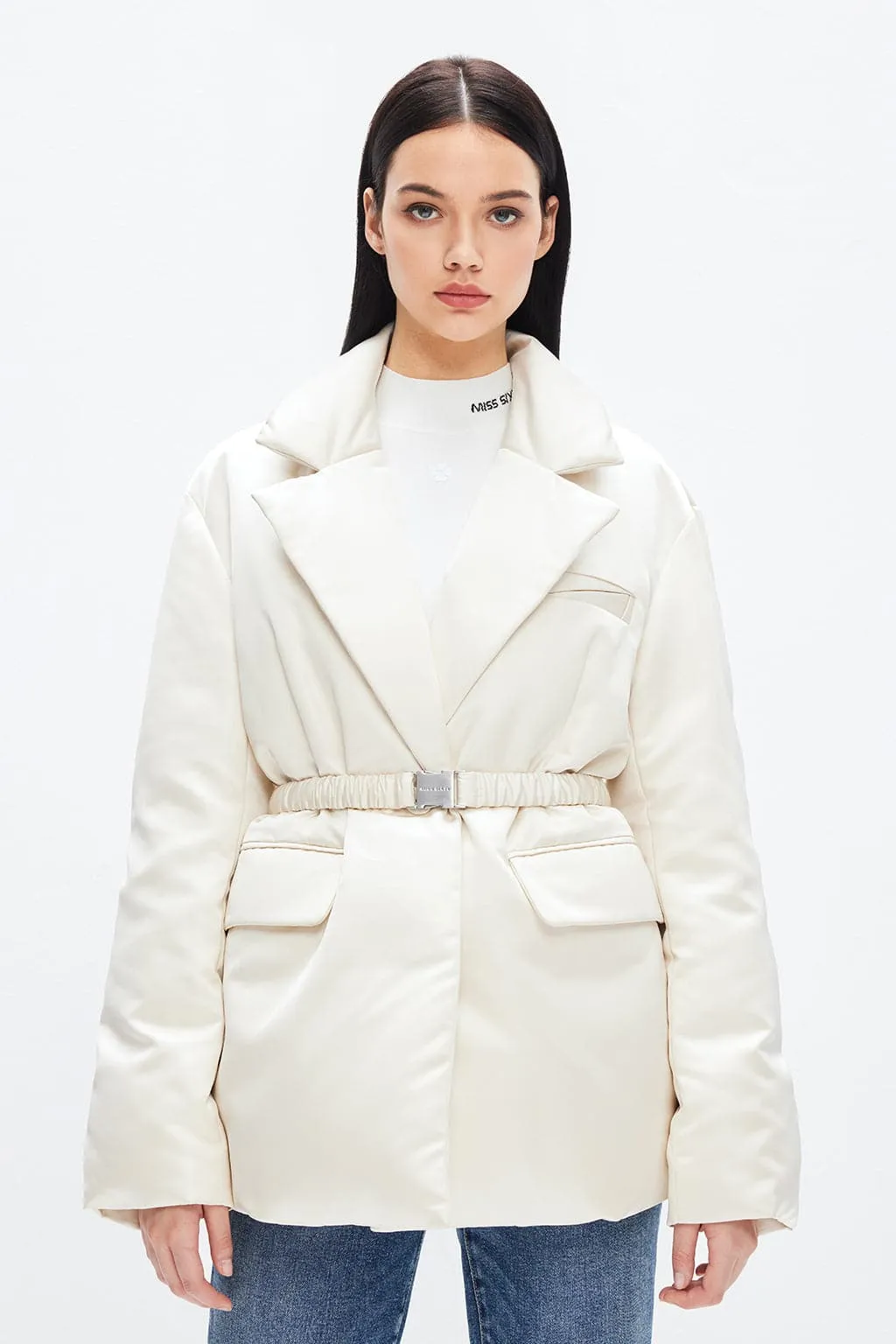 Suit Collar Down Jacket With Belted