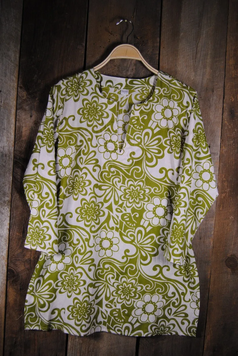 Tunic in Avocado Floral