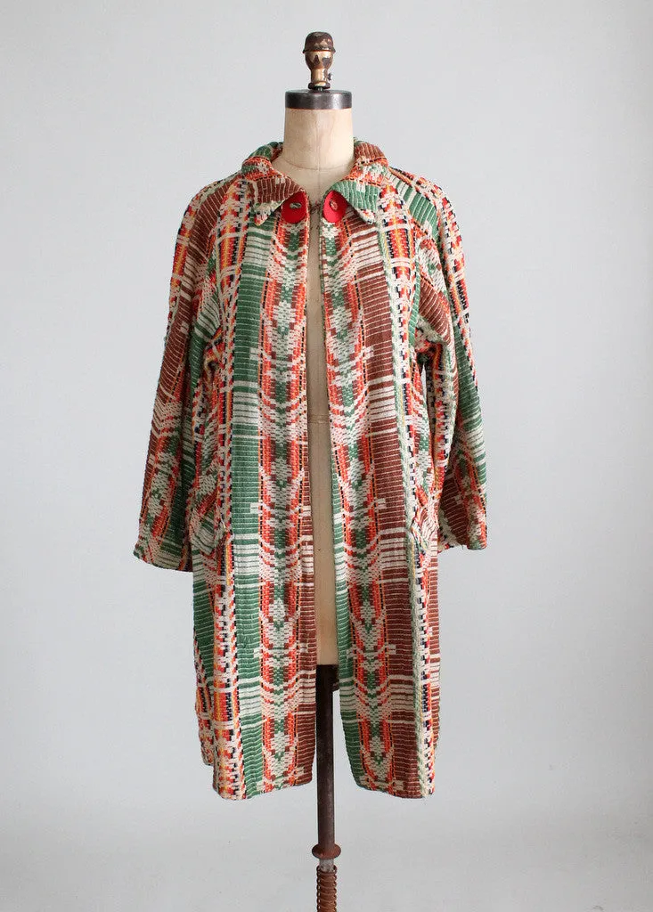 Vintage 1920s Geometric Woven Coat