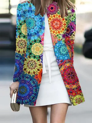 Vintage Elegant Bohemian Floral Long Sleeve Coat