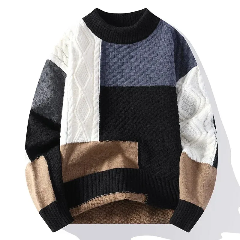 Winter New Half Turtleneck Sweater  Thickened Mid-collar Bottom Knit Sweaters Men's Loose Tide Mens Clothes