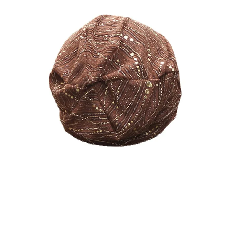 Women Ethnic Cotton Breathable Beanie Cap Fashion Print Brimless Cap