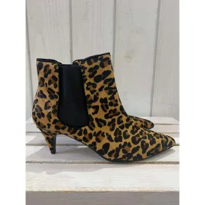 Zara NWT Leopard Calf Hair Chelsea Ankle Boots - Size 38